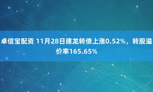 卓信宝配资 11月28日建龙转债上涨0.52%，转股溢价率165.65%